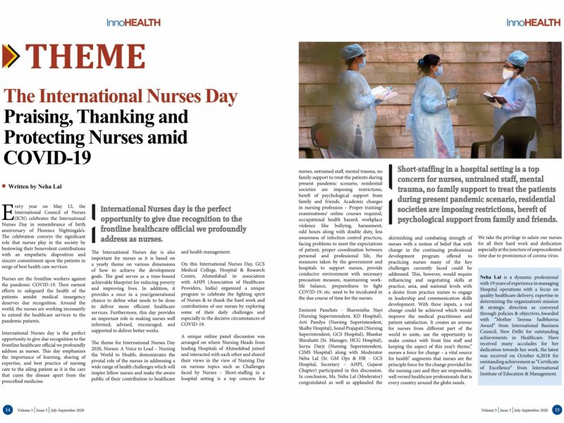 Praising, Thanking, and Protecting Nurses amid COVID-19 – article covered in InnoHEALTH Magazine.